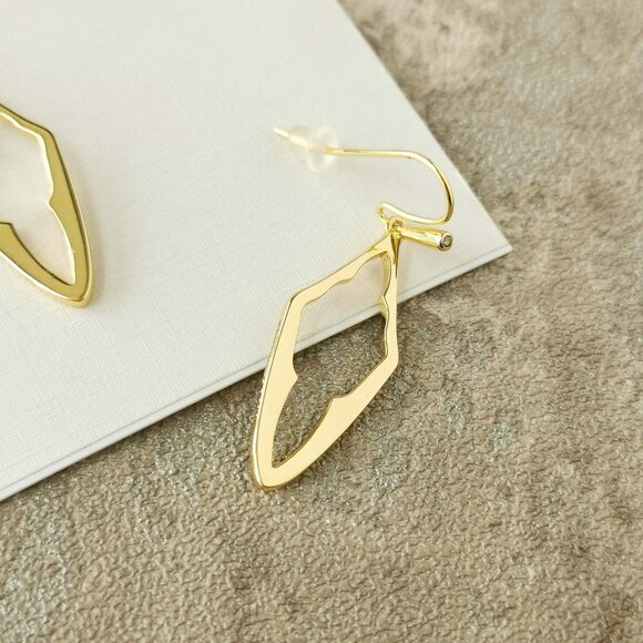 Kendra Scott Gold Elongated Abbie Open Frame Earrings NEW w/dust bag - Picture 3 of 3